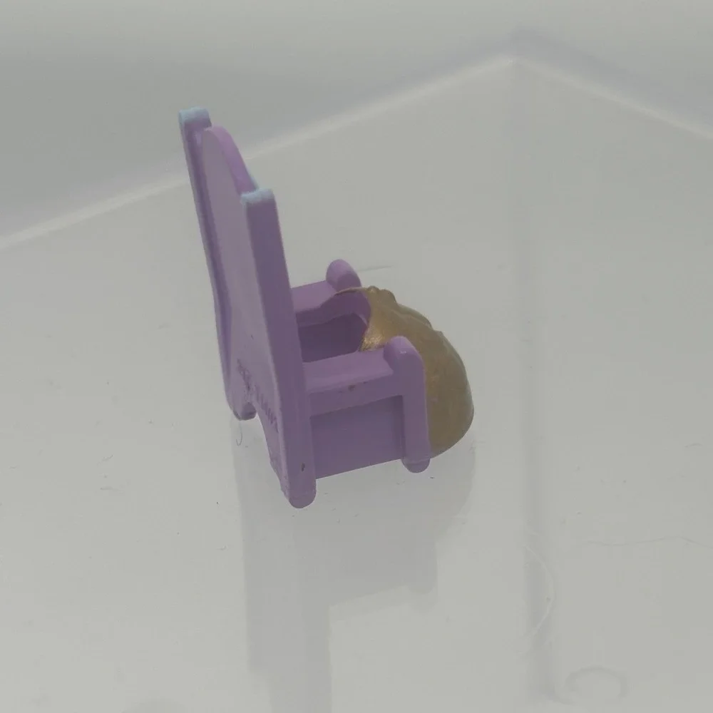 Vintage Polly Pocket Throne Chair Miniature Furniture Purple Gold Teal Accessory